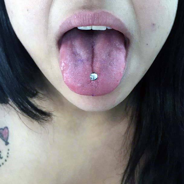 Cute Trendy Silver Tongue Ring Body Piercing Ideas For Women