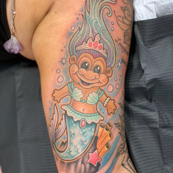 Cute Troll Doll Tattoo Designs For Women