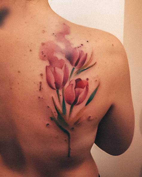 Cute Tulip Tattoo Designs For Women