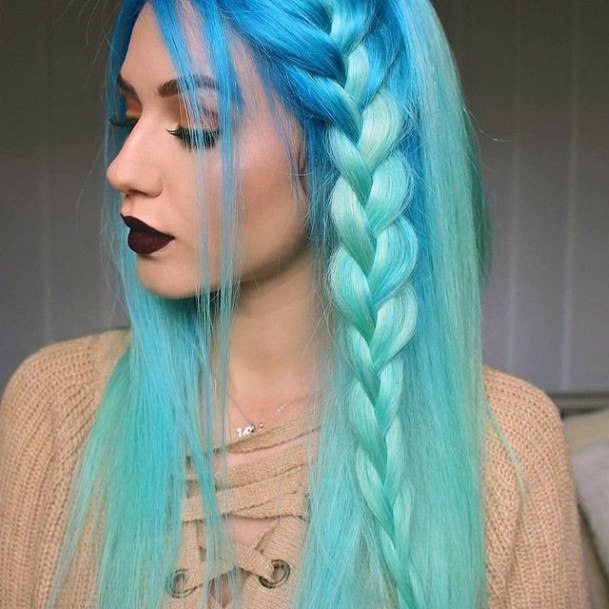 Cute Turquoise Ombre Hairstyles Ideas For Women