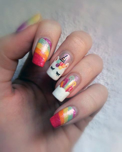 Cute Unicorn On Nails For Women
