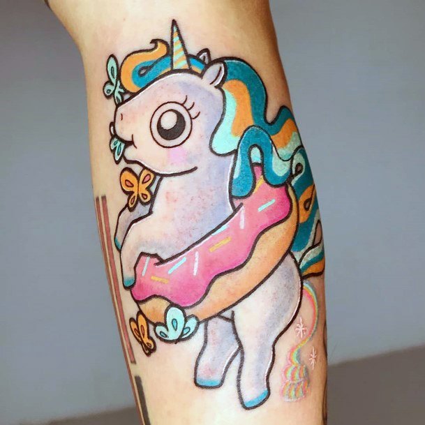 Cute Unicorn Tattoo For Women Pastel Colors