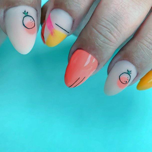 Cute Vibrant Citrus Nail Design For Women