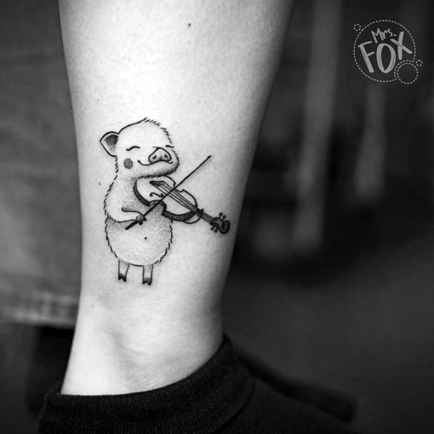 Cute Violin Tattoo Designs For Women