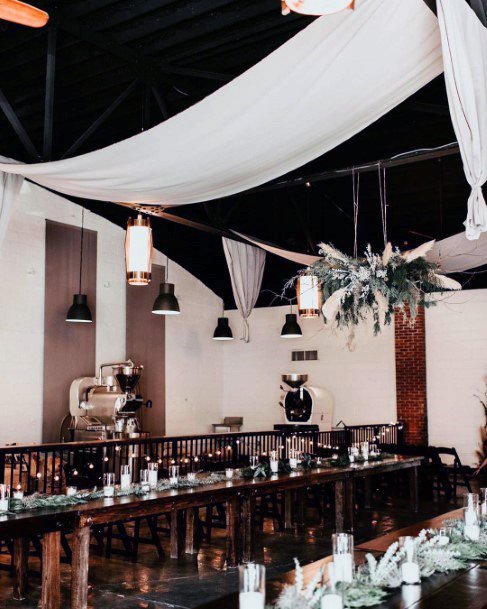 Cute Wedding Reception White Curtain Decoration Ideas