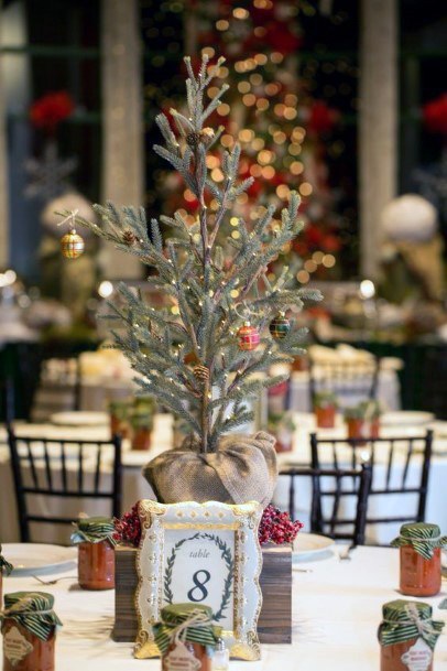 Cute Wedding Table Centerpiece Winter Christmas Tree Decoration Inspiration