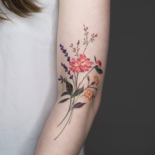 Cute Wildflower Tattoo Designs For Women