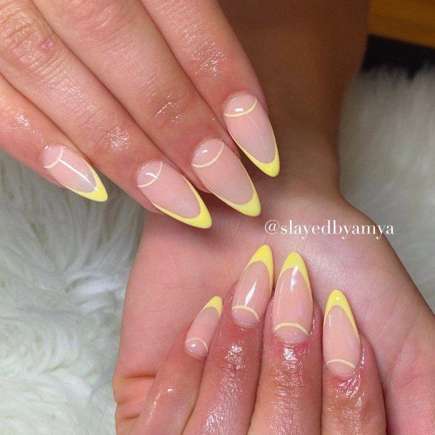 Cute Yellow French Tip Nail Designs For Women