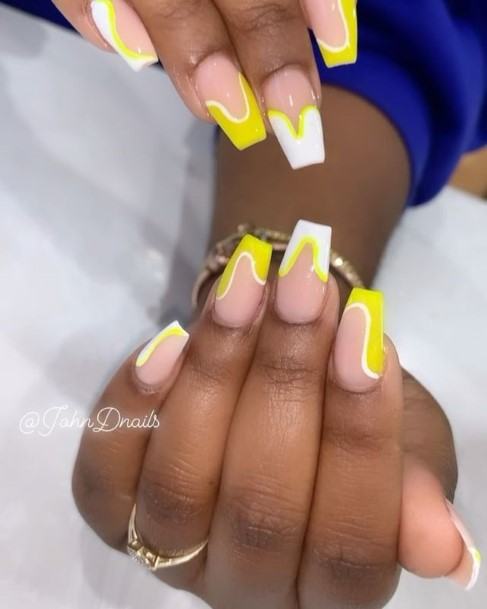 Cute Yellow Square Nail Designs For Women