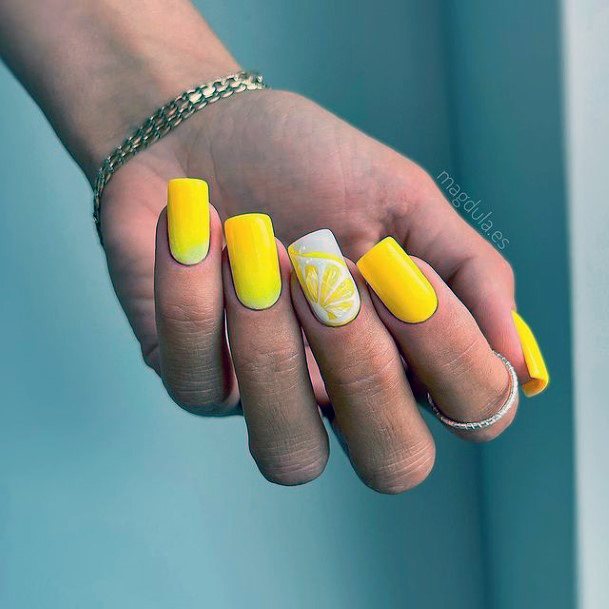 Cute Yellow Summer Nail Designs For Women