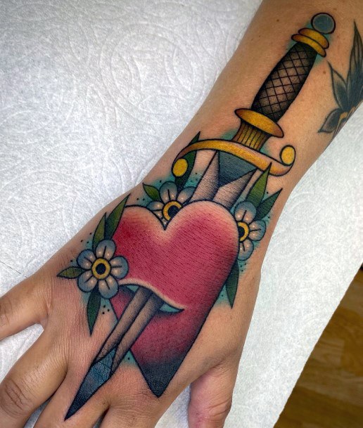 Dagger Heart Female Tattoo Designs