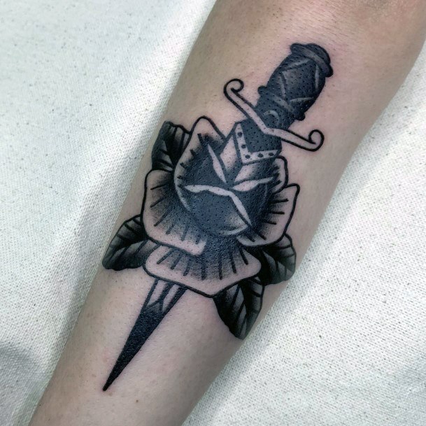 Dagger Rose Tattoo Feminine Designs