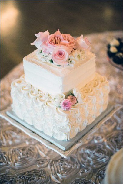 Dainty White Square Wedding Cakes