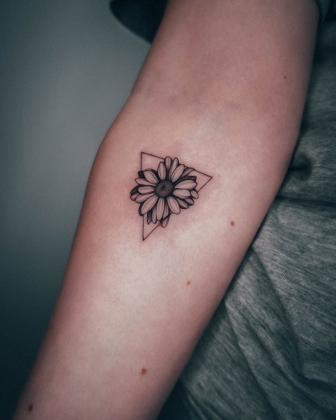 Daisy Flower Tattoos For Girls Geometric Triangle