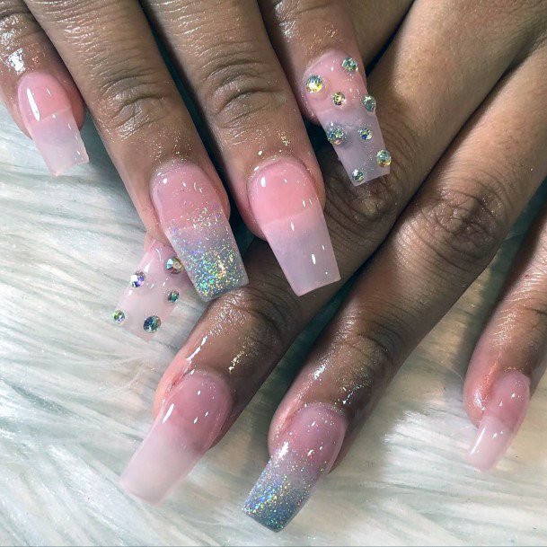 Dance Of Grey And Pink Clear Nails Women
