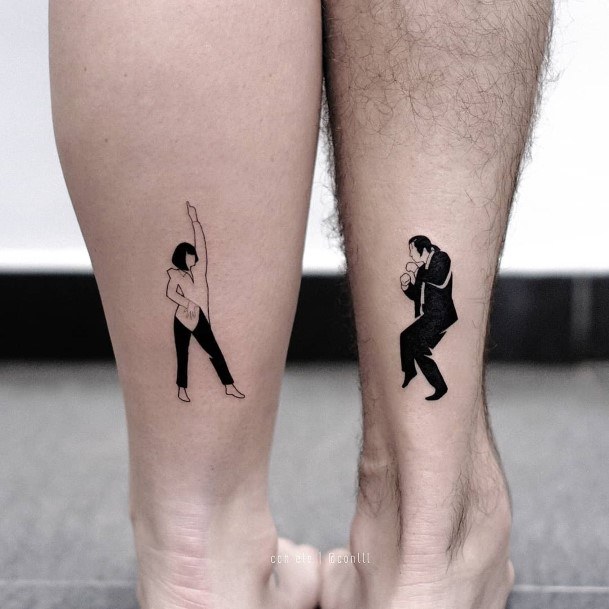 Dancing Couples Tattoo On Ankles