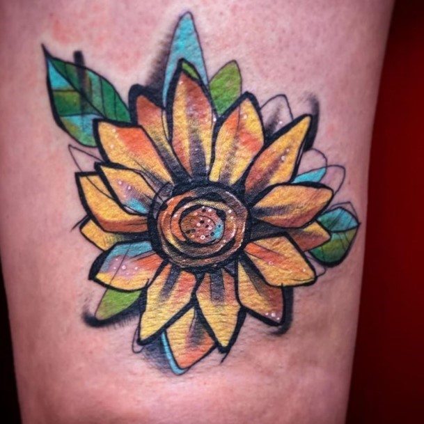Dappled Bright Sunflower Tattoo Women Forearms
