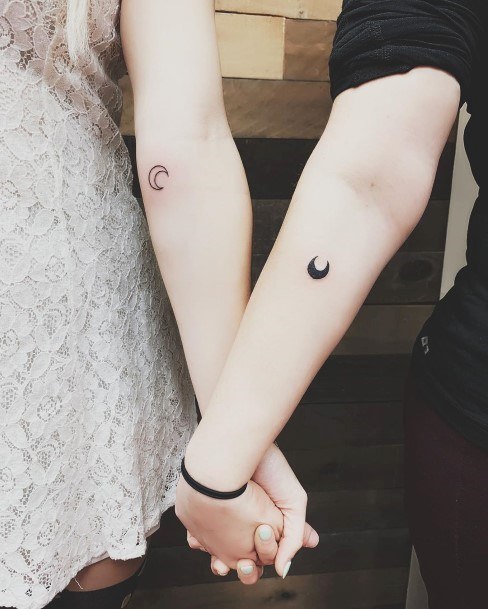 Dark And Light New Moon Tattoo Womens Arms