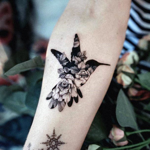 Dark Black Bird Tattoo Womens Arms