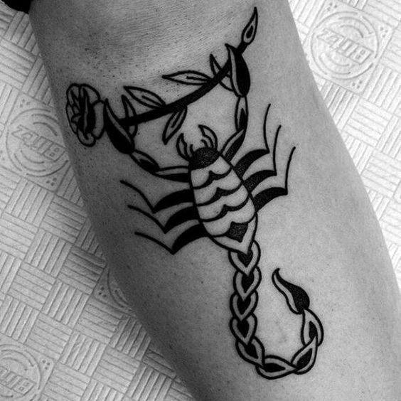 Dark Black Scorpion Tattoo For Women