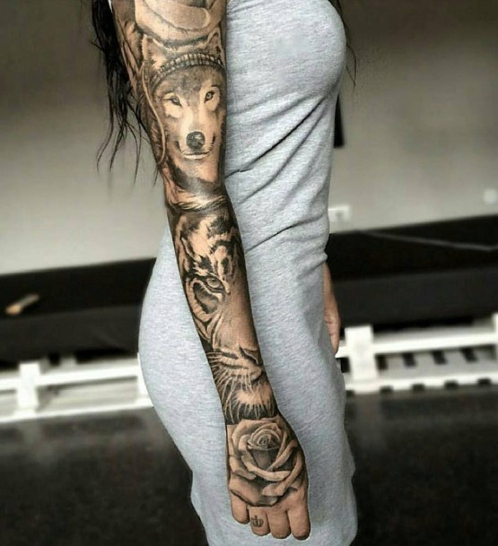 Dark Black Sleeve Tattoo Women