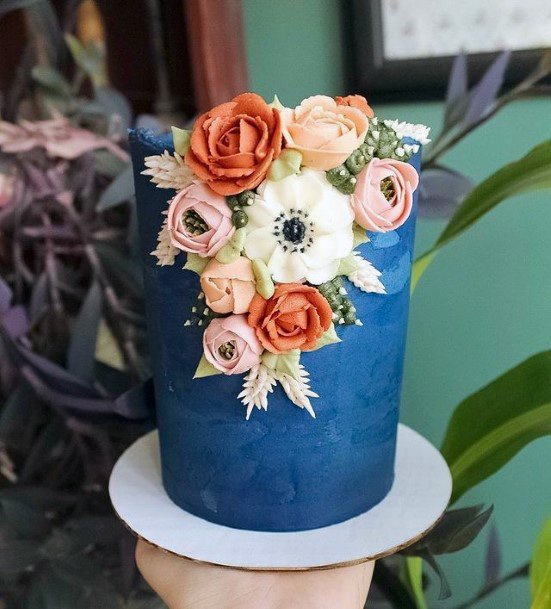 Dark Blue Fall Wedding Cakes Women