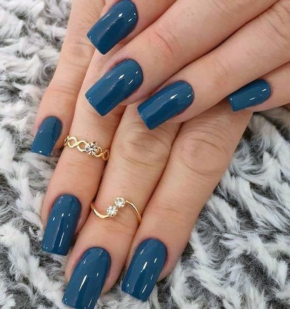 Dark Blue Grey Attractive Nails