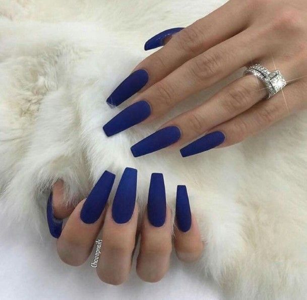 Dark Blue Matte Female Nail Designs