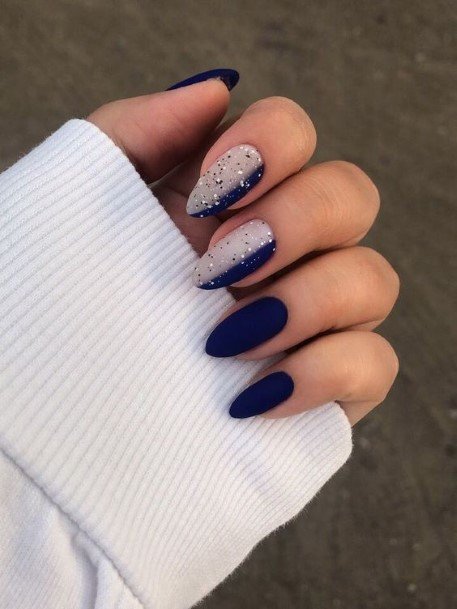 Dark Blue Matte Girls Nail Ideas