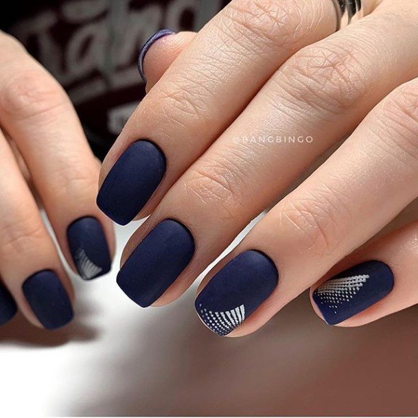 Dark Blue Matte Nail Feminine Designs