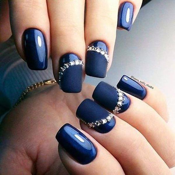 Dark Blue Matte Nail For Ladies