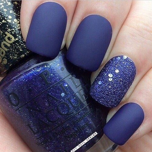 Dark Blue Matte Womens Nail Designs