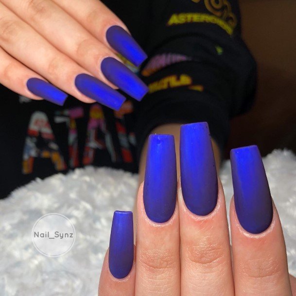 Dark Blue Matte Womens Nails