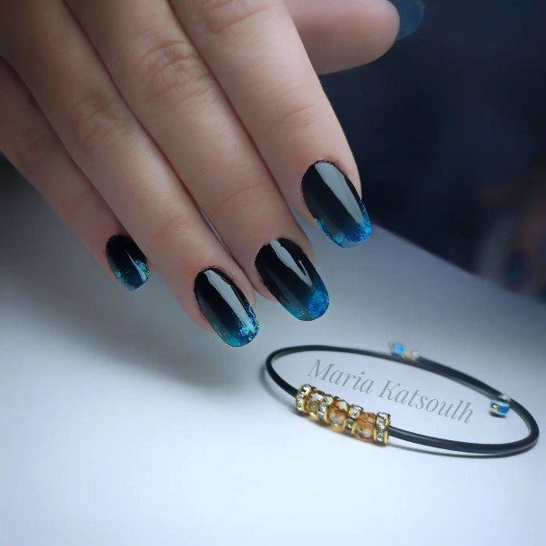 Dark Blue Ombre Female Nail Designs