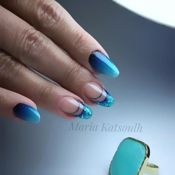 Dark Blue Ombre Nail Feminine Designs