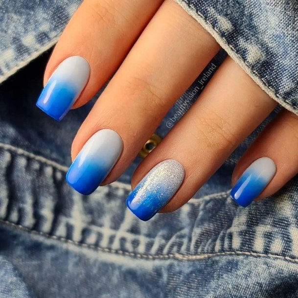 Dark Blue Ombre Nail For Ladies