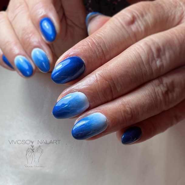 Dark Blue Ombre Nails For Girls