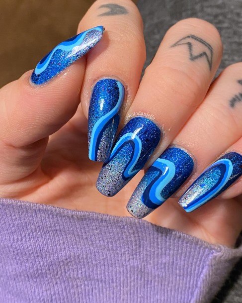 Dark Blue Ombre Womens Nails