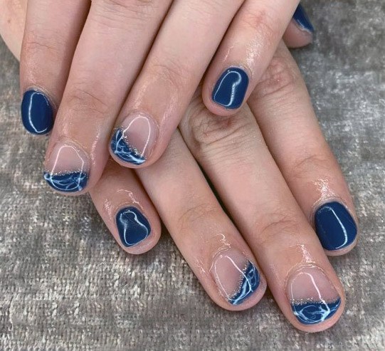 Dark Blue Short Nail Designs Women