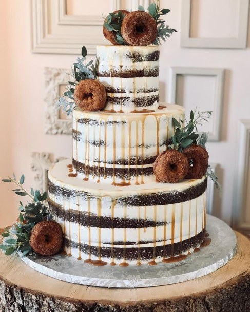 Dark Brown Cacao Donut Wedding Cake