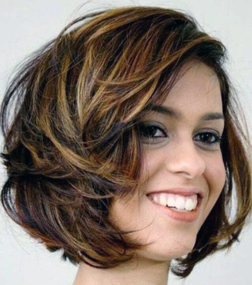 Dark Brown Copper Short Cut With Side Part And Easy Airy Hair Look