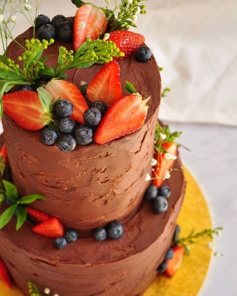 Dark Brown Creamy Chocolate Wedding Cake