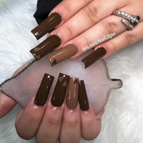 Dark Brown Female Nail Designs