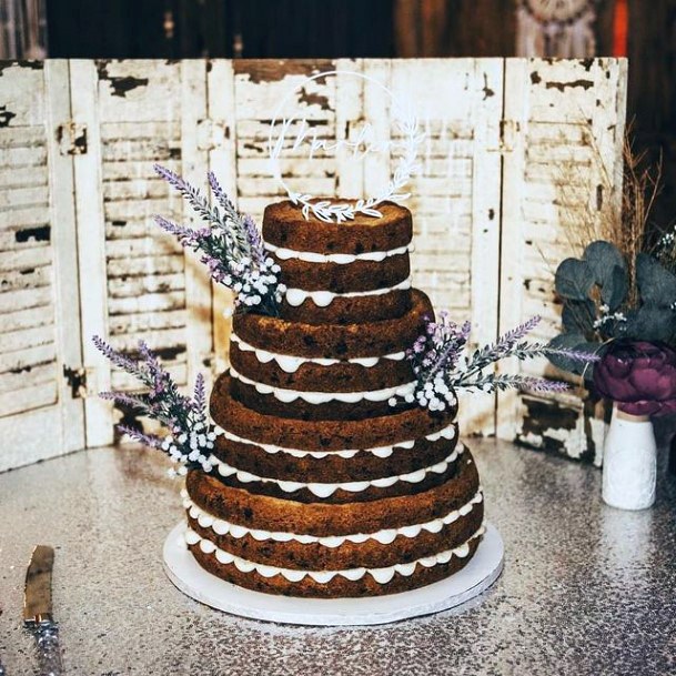 Dark Brown Rustic Wedding Cake