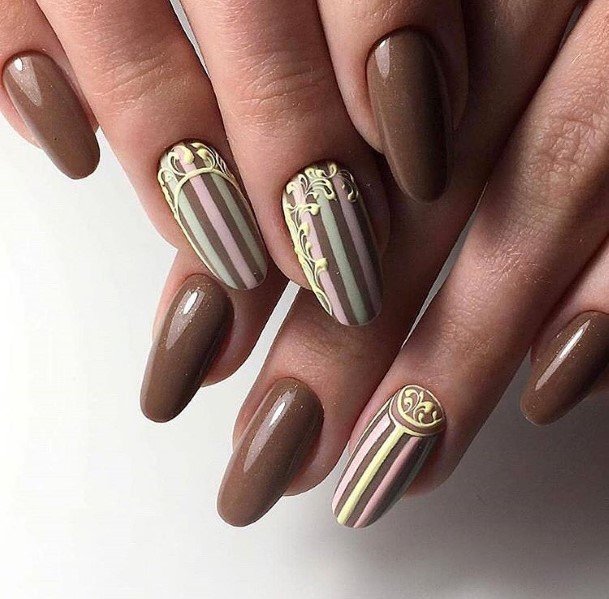 Dark Brown Womens Nails