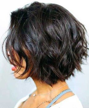 Dark Burgundy Highlights On Black Hair Chin Length Bob Wavy Layered