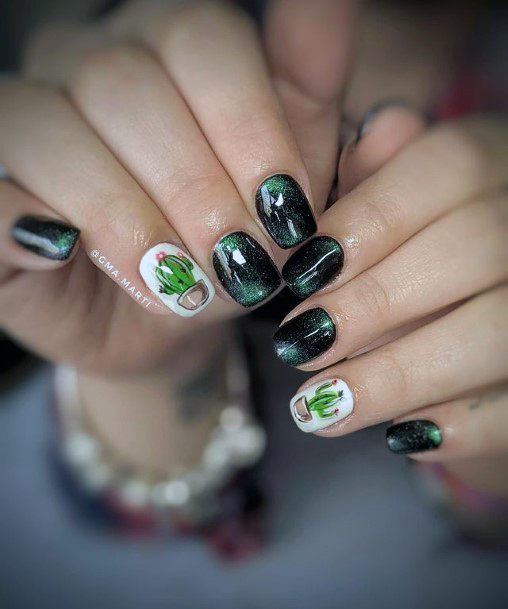 Dark Cactus Nails Women