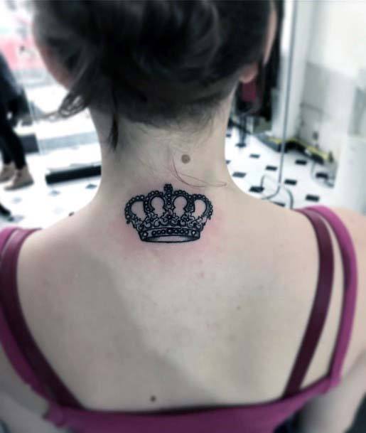 Dark Crown Tattoo Back Women