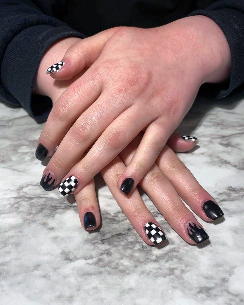 Dark Fire And Checkered Nails Women