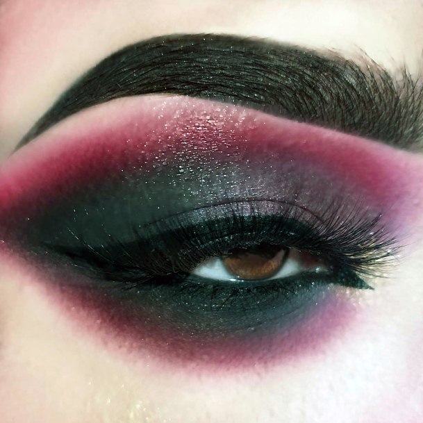 Dark Grape Eyeshadow With Red Outer Women